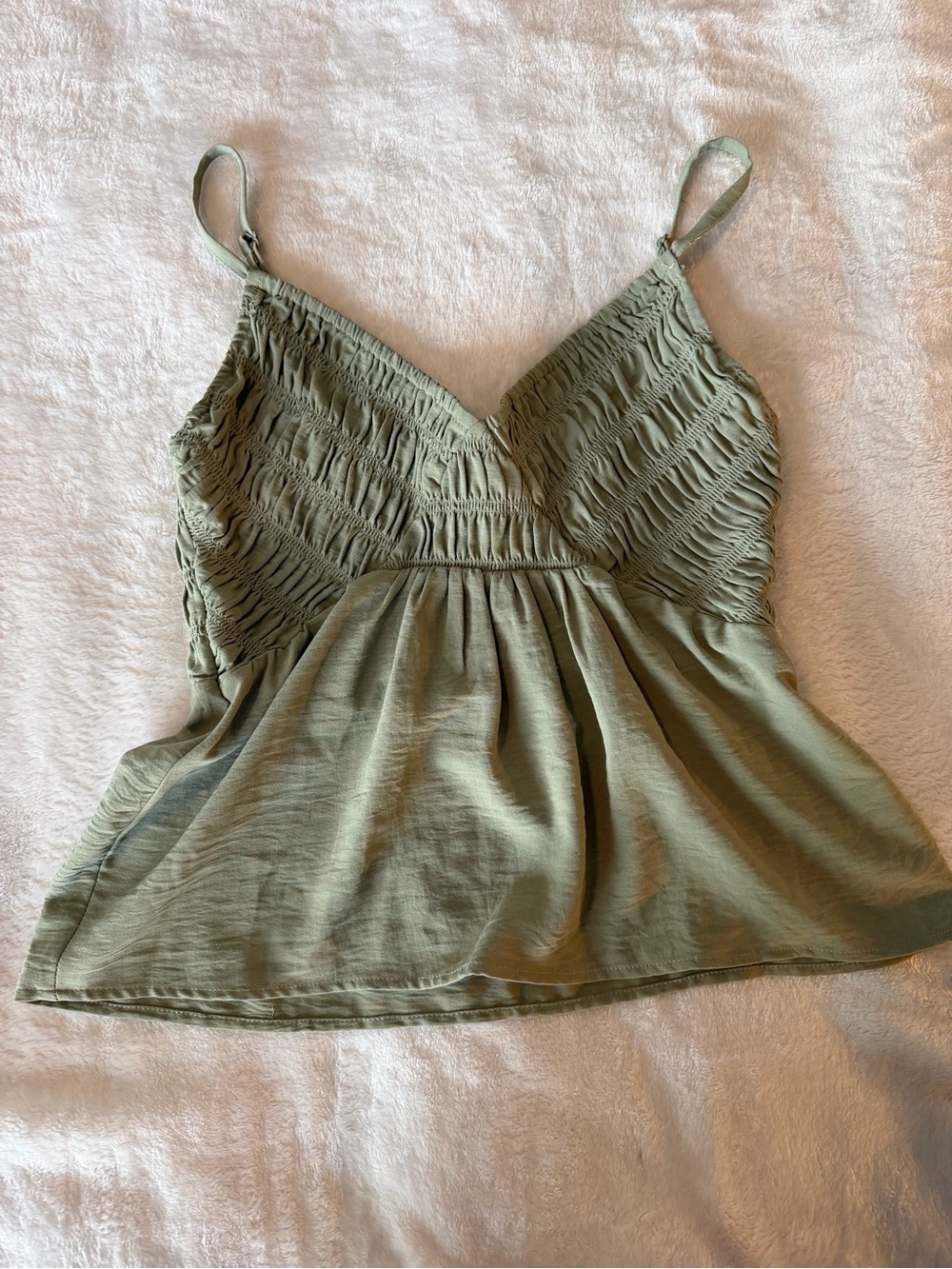 Love & Piece Olive Green Smocked Camisole Tank Top - Women